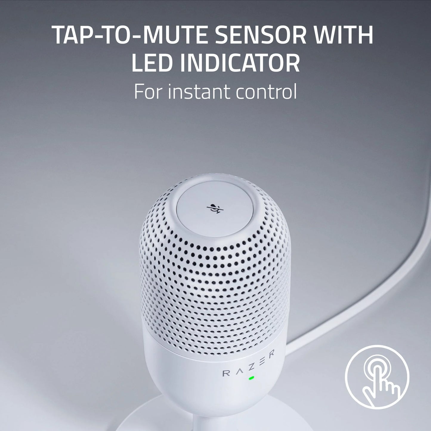 Seiren V3 Mini Ultra-Compact USB Microphone, Tap to Mute, White Edition