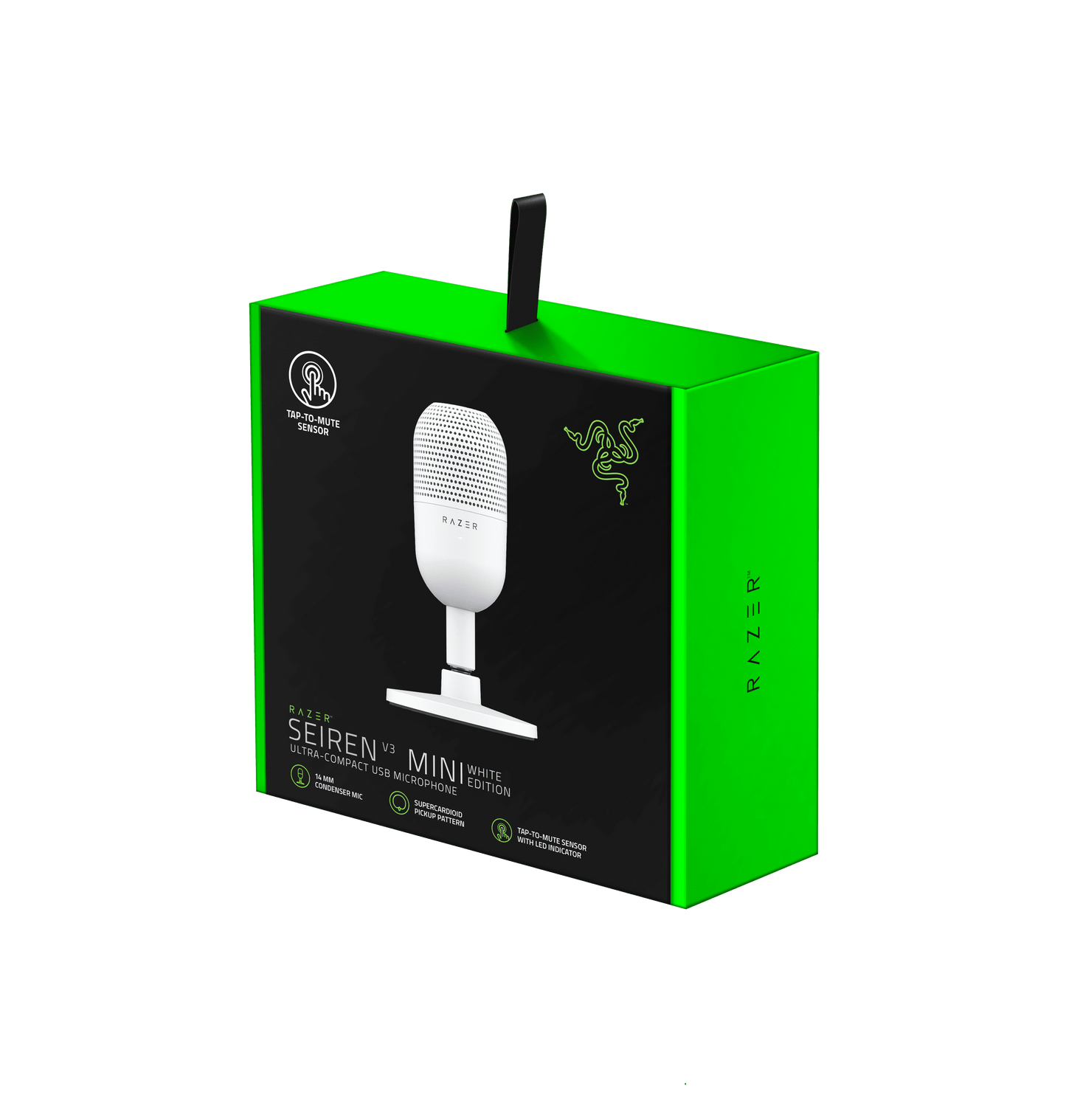 Seiren V3 Mini Ultra-Compact USB Microphone, Tap to Mute, White Edition